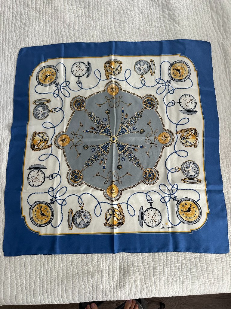 Authentic Rolex Genve Silk Scarf 35x36 Twill Technique 1980s Switzerland